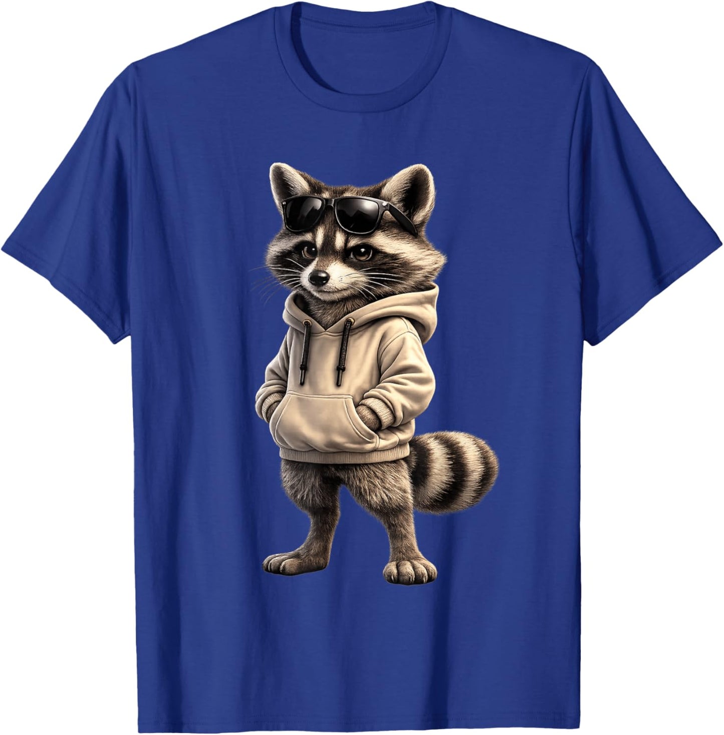 Cool Raccoon Wearing and Sunglasses Funny Raccoon T-Shirt - T-Shirt | Royal