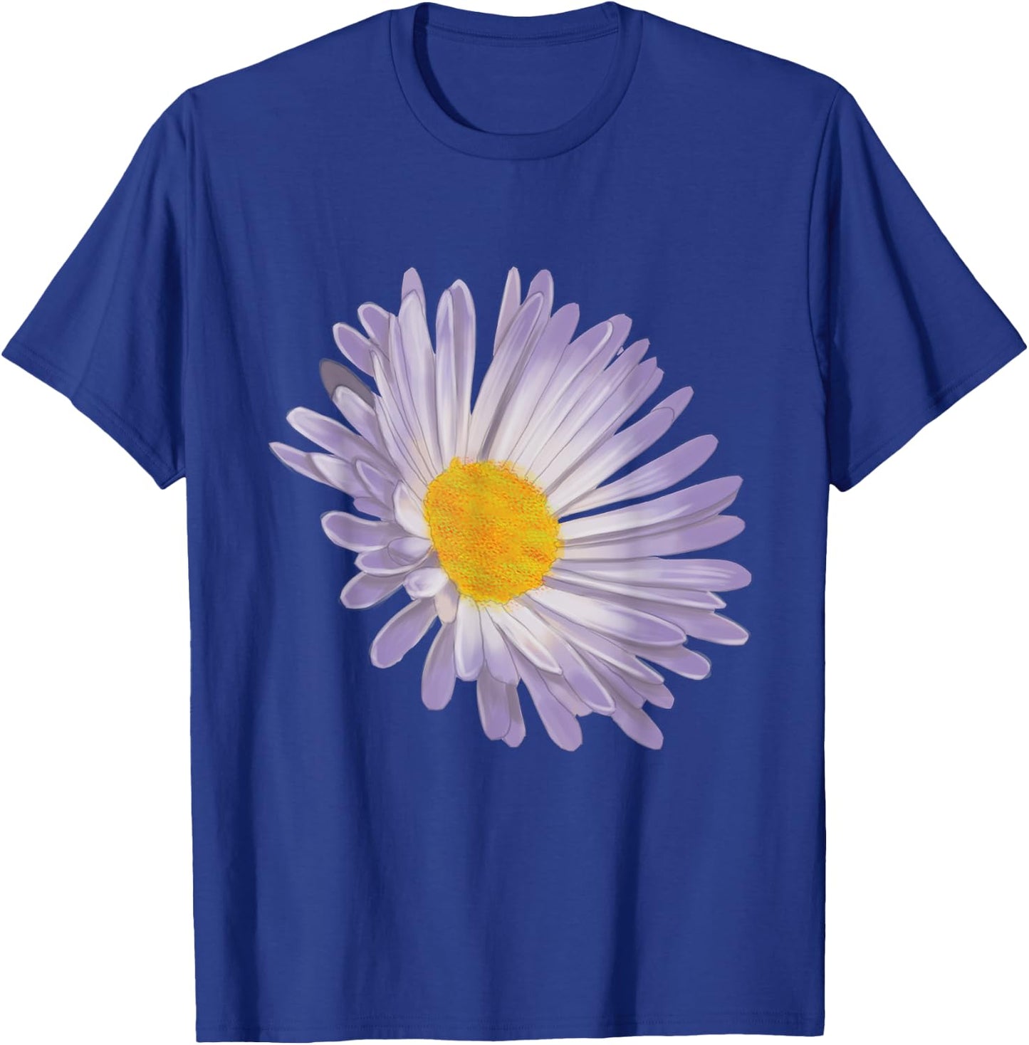 Purple Aster Flower, Handpainted Style Graphic Daisy T-Shirt - T-Shirt | Royal