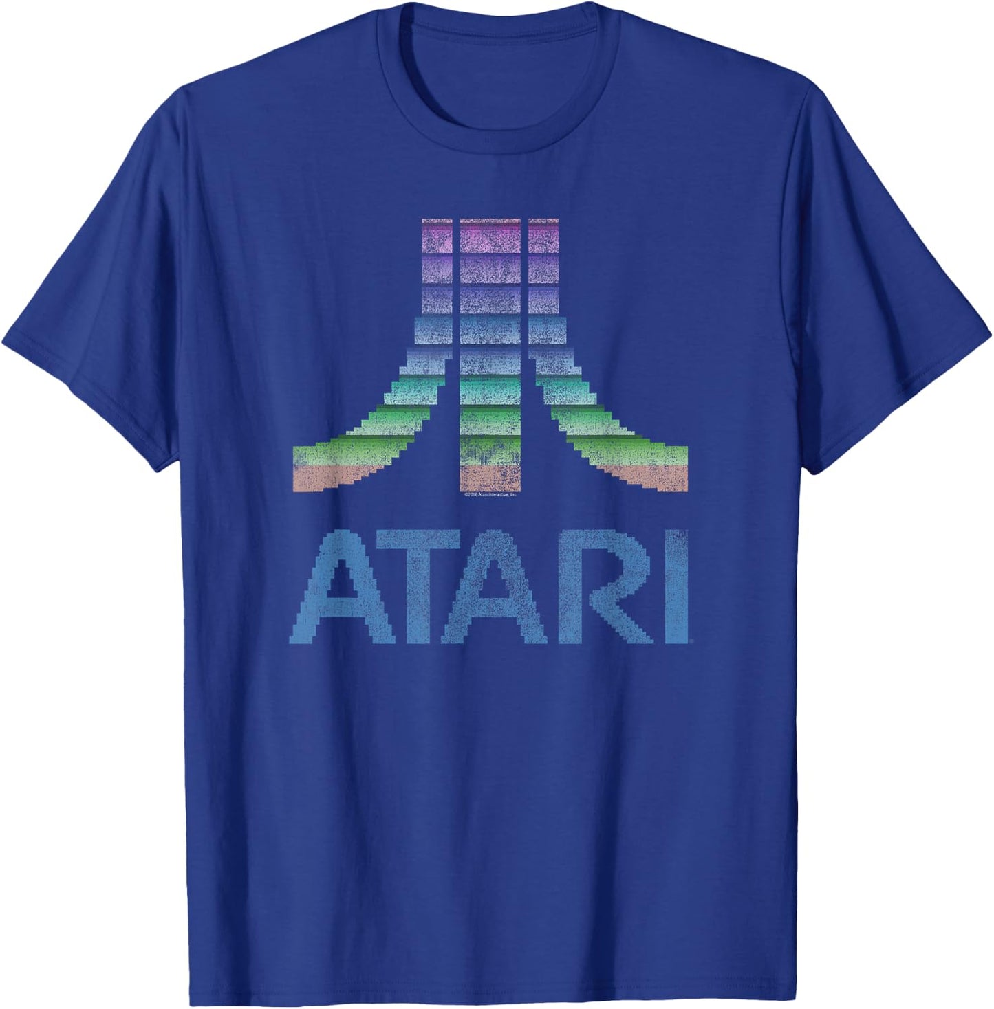 ATARI 8-Bit Rainbow Retro Video Game Logo T-Shirt - T-Shirt | Royal