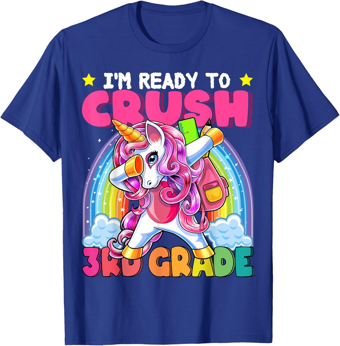 Crush 3rd Grade Dabbing Unicorn Back to School Girls Gift T-Shirt - T-Shirt | Royal