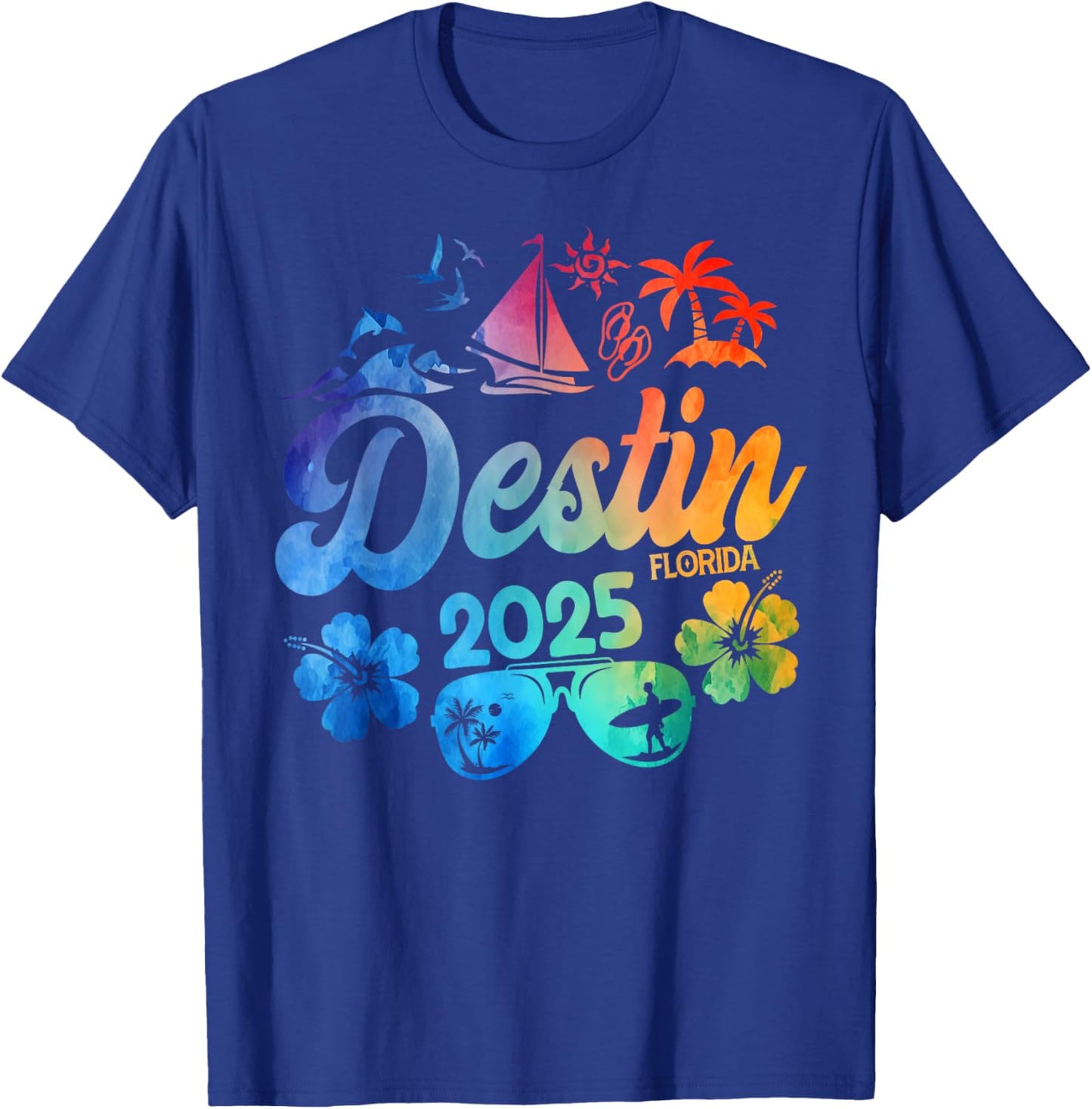 Destin Florida 2025 Tie Dye Vacation Souvenir Matching Group T-Shirt - T-Shirt | Royal