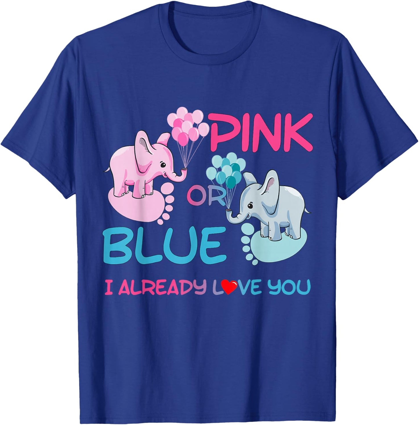 Gender Reveal Pink or Blue Boy or Girl Party Supplies Family T-Shirt - T-Shirt | Royal
