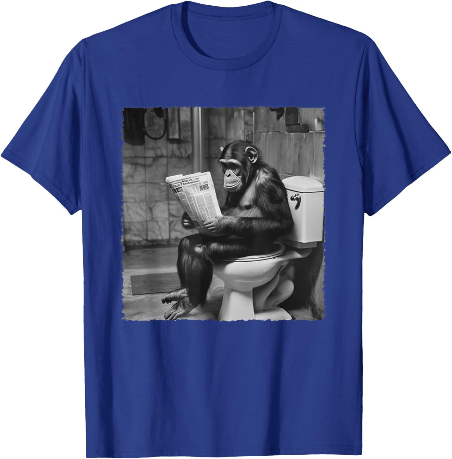 Funny Monkey Toilet Newspaper Session T-Shirt - T-Shirt | Royal
