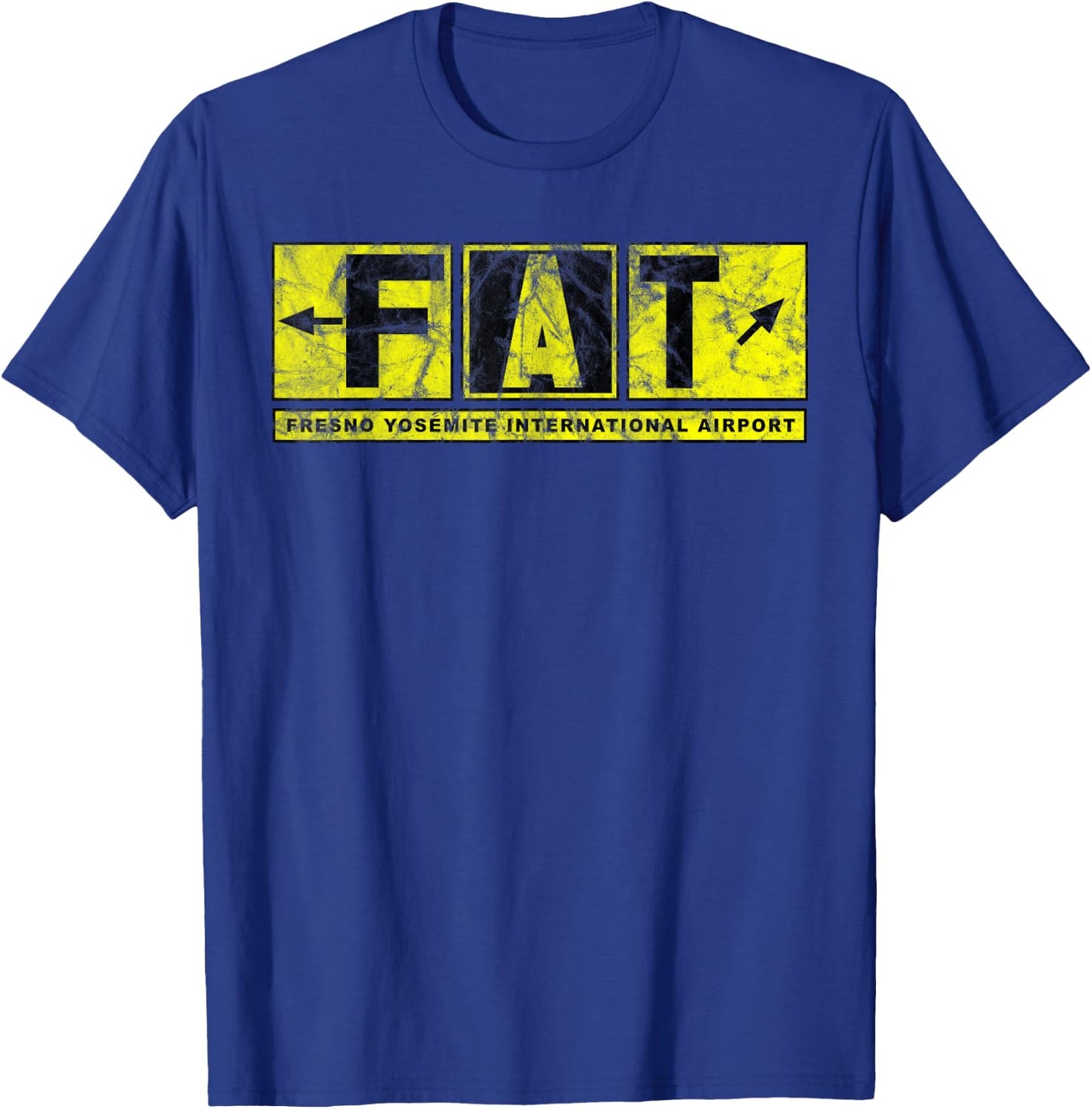 FAT Fresno Yosemite Int'l Airport Taxiway Sign Pilot Vintage T-Shirt - T-Shirt | Royal