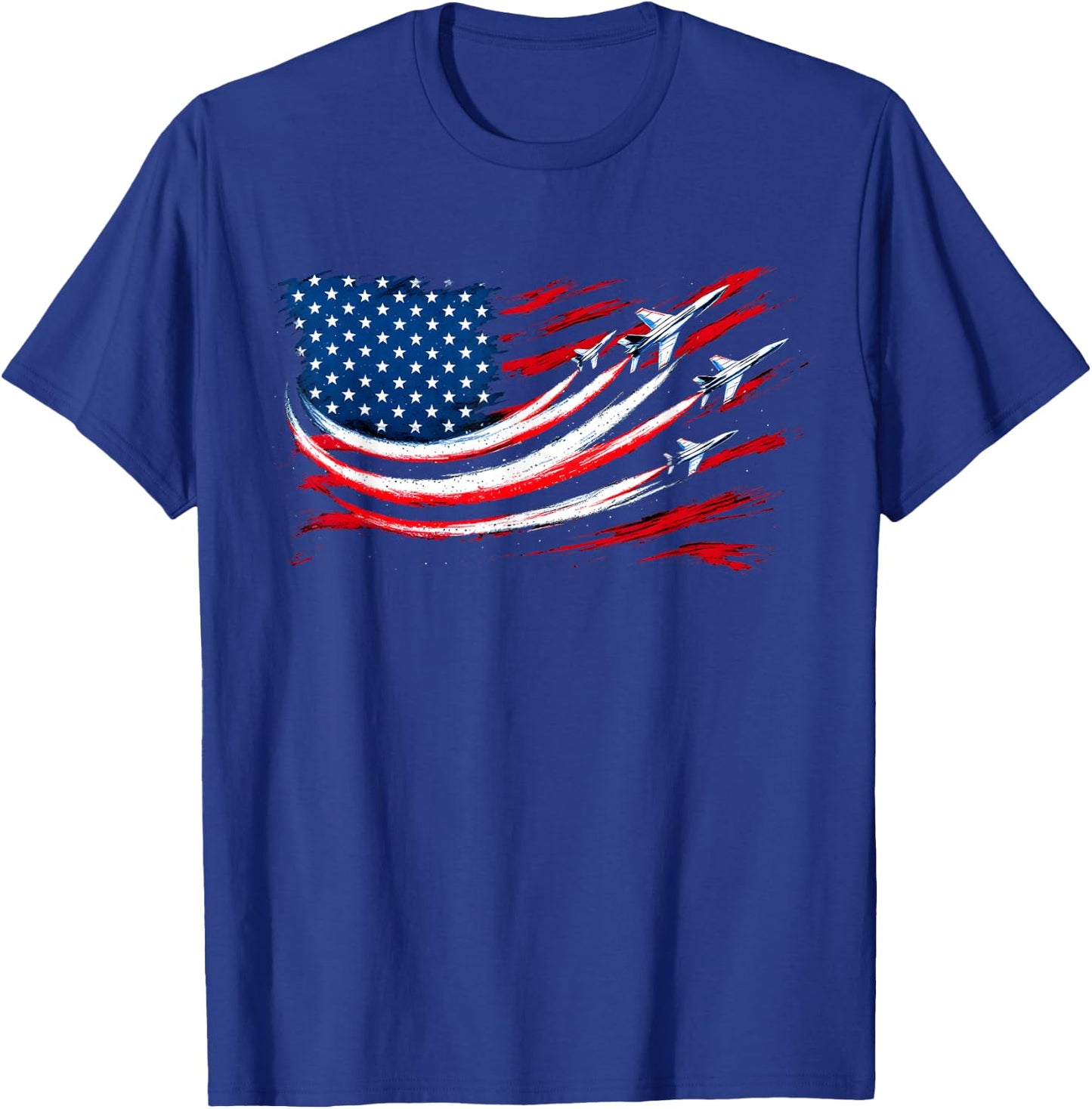 American Flag Aviation Pilot Fighter Jets 4th of July T-Shirt - T-Shirt | Royal