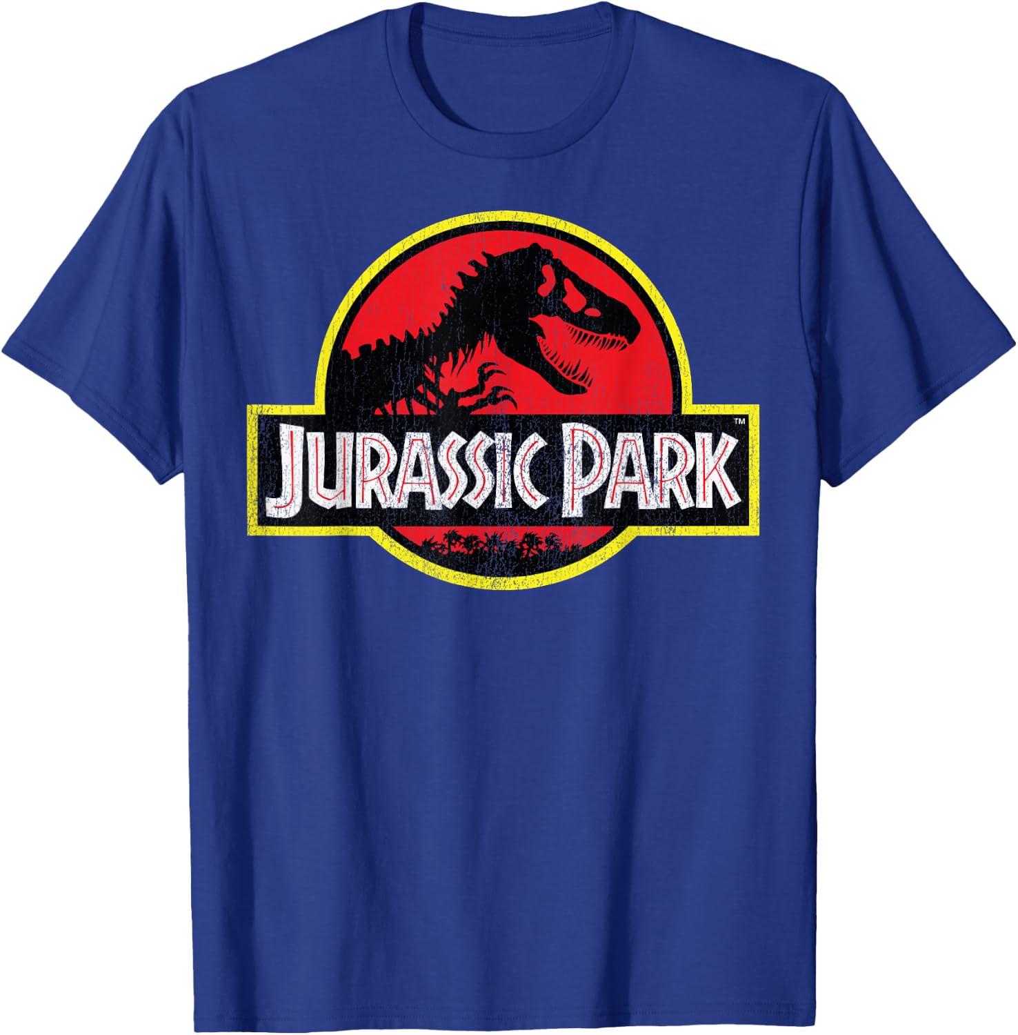 Jurassic Park Vintage Distressed Logo - Classic Fit, , Short Sleeve, Black T-Shirt - T-Shirt | Royal