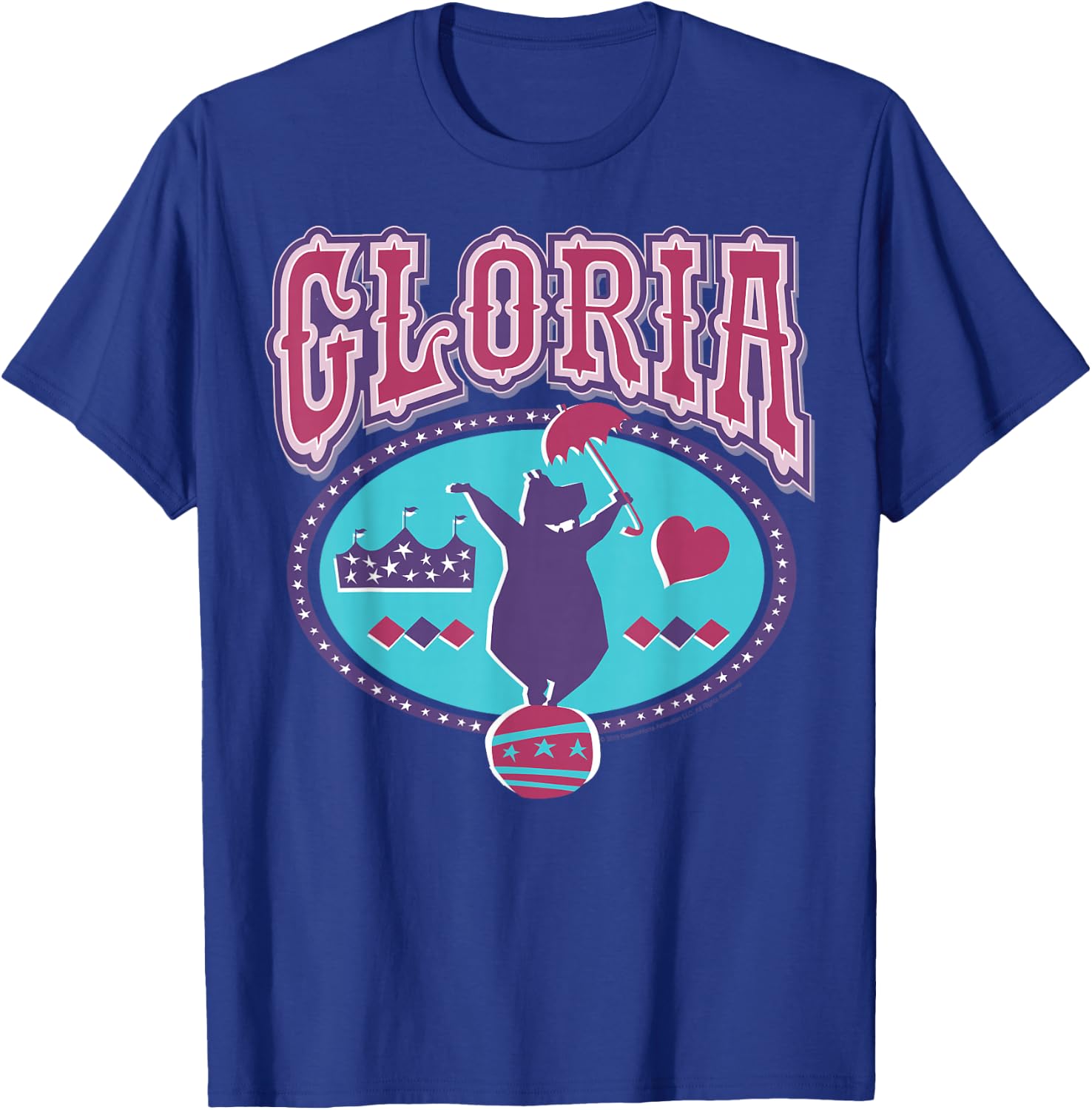 Madagascar Gloria Circus Hippo Silhouette Poster T-Shirt - T-Shirt | Royal