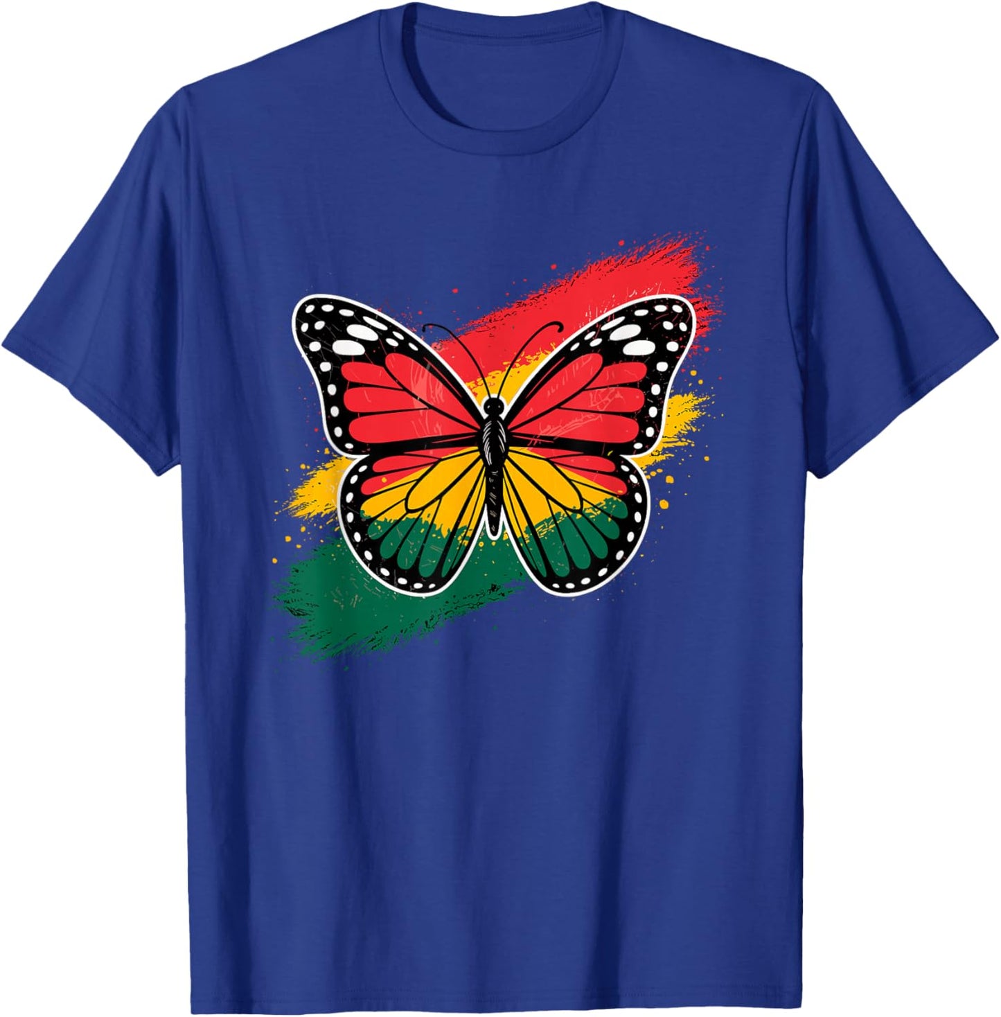 Juneteenth Butterfly Red Yellow Green African Men Women Teen T-Shirt - T-Shirt | Royal