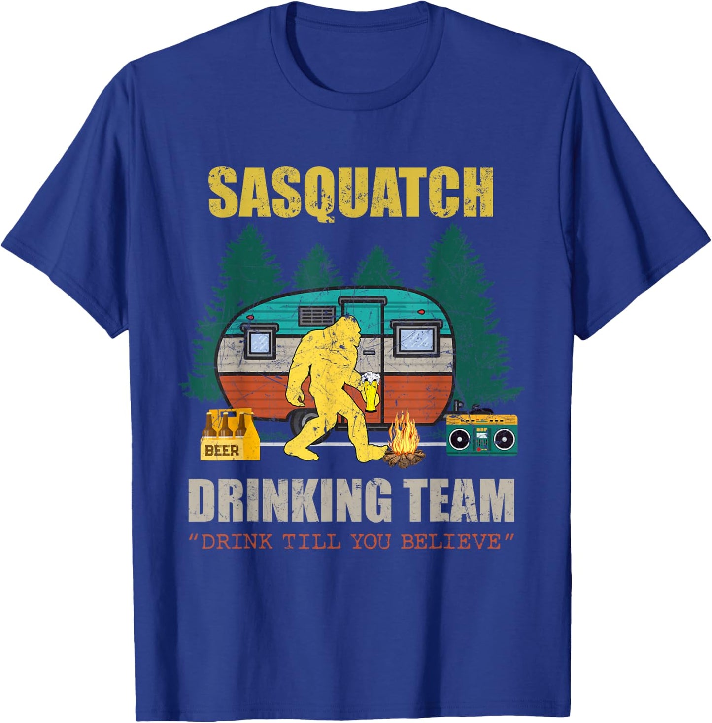 Sasquatch Drinking Team Drink Till You Believe Vintage T-shi T-Shirt - T-Shirt | Royal
