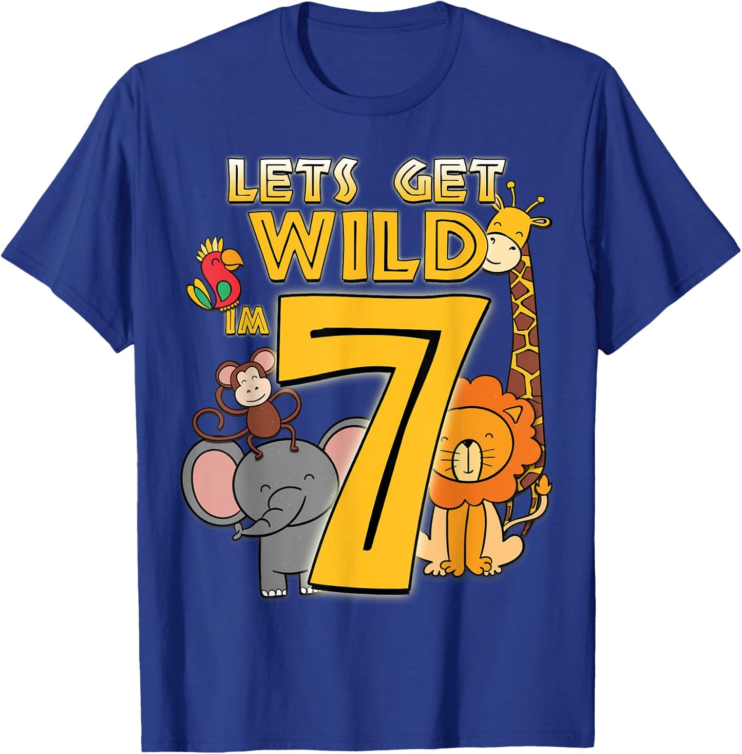 7 Years Old Zoo Animals Safari 7th Birthday Boys Girls T-Shirt - T-Shirt | Royal