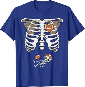 Pregnancy Skeleton Rib Funny Football Bump Gift T-Shirt - T-Shirt | Royal