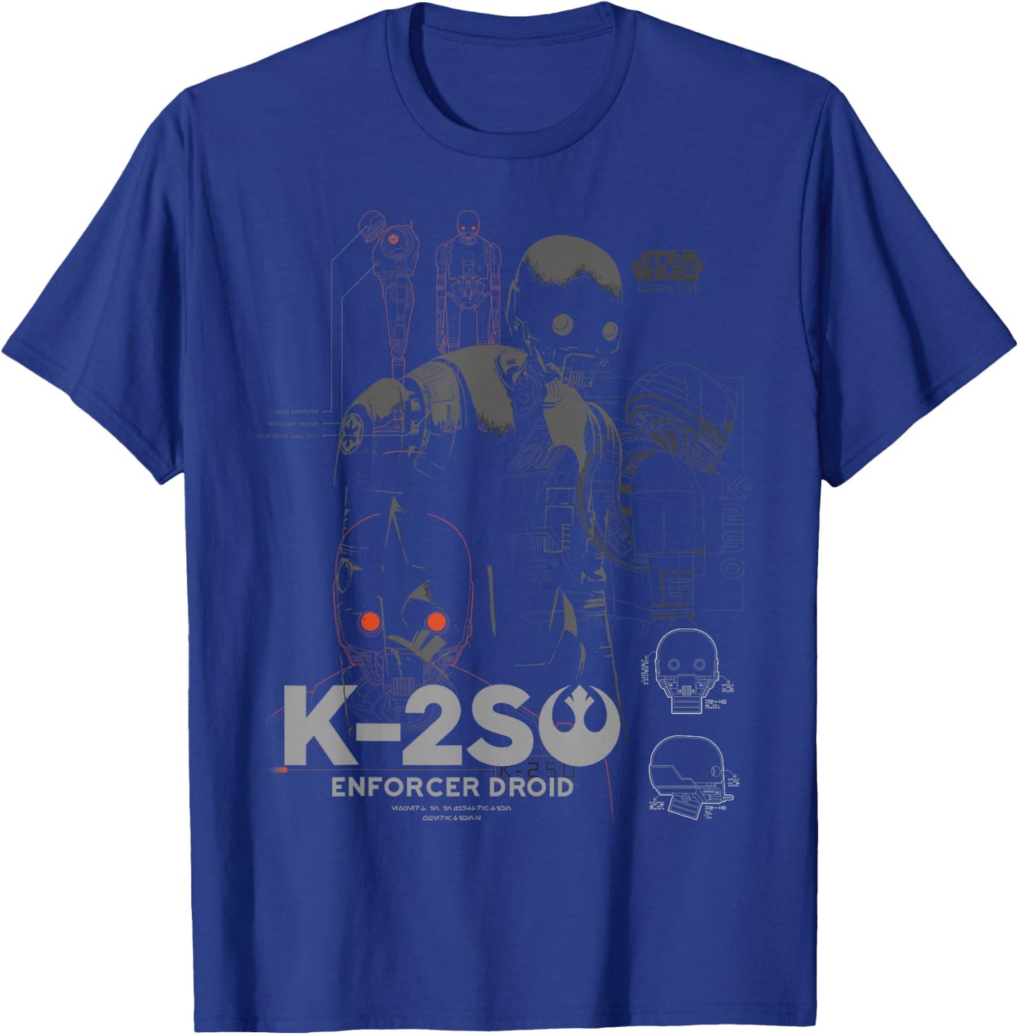 Star Wars Rogue One K-2SO Schematic Detail Print T-Shirt - T-Shirt | Royal