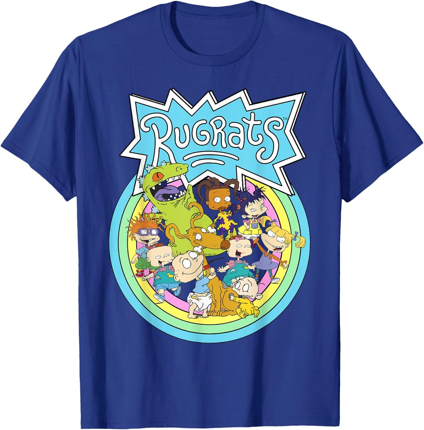 Rugrats Group Rainbow Circles Classic Title Graphic T-Shirt - T-Shirt | Royal