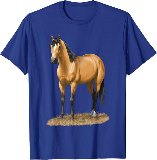 Beautiful Buckskin Dun Quarter Horse Stallion Horse Lovers T-Shirt - T-Shirt | Royal