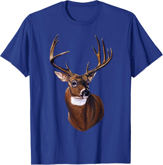 Whitetail Deer Portrait Antlers Wildlife Animal Graphic T-Shirt - T-Shirt | Royal