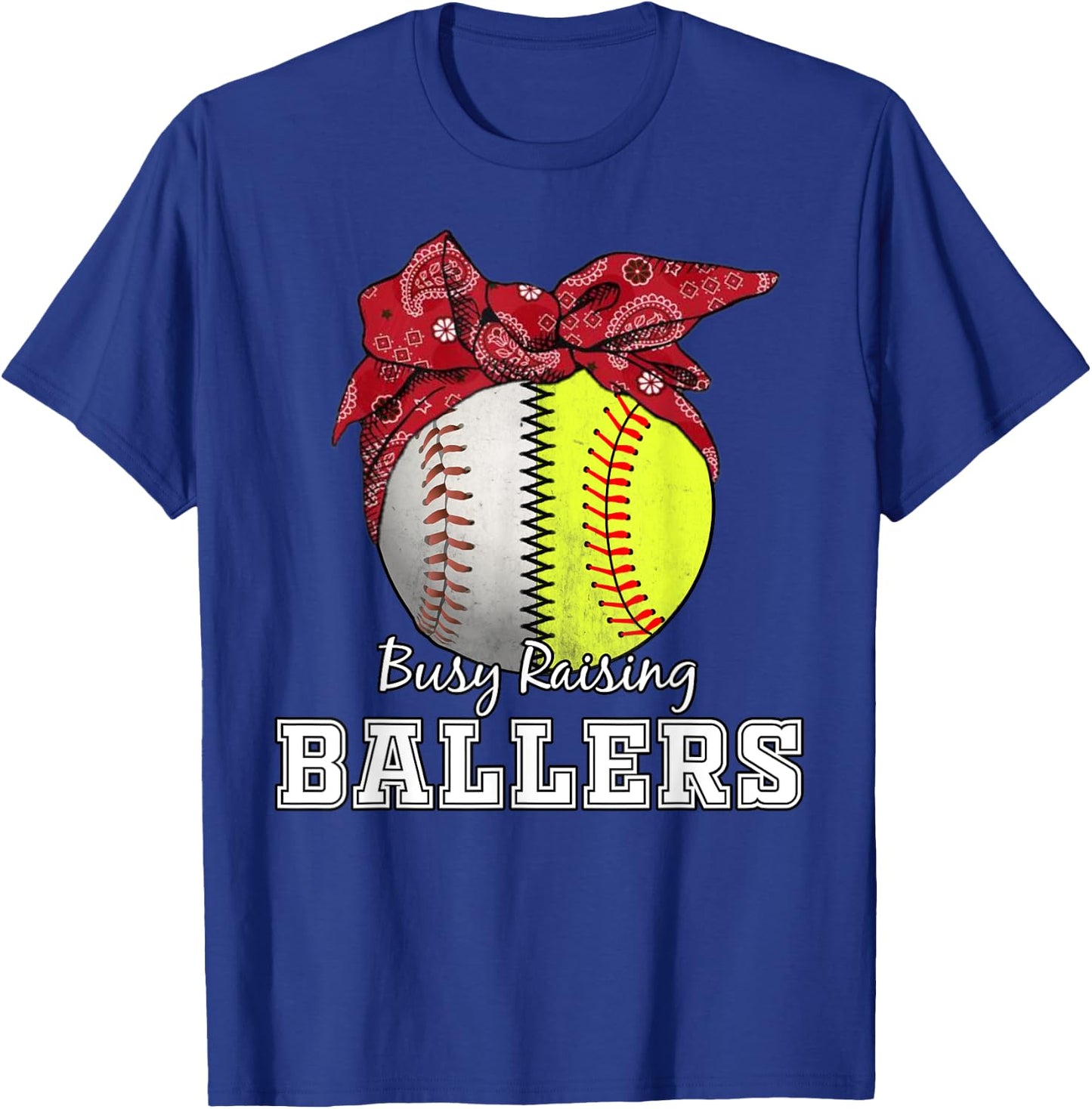 Busy Raising Ballers Softball Baseball baseball mom Gift T-Shirt - T-Shirt | Royal