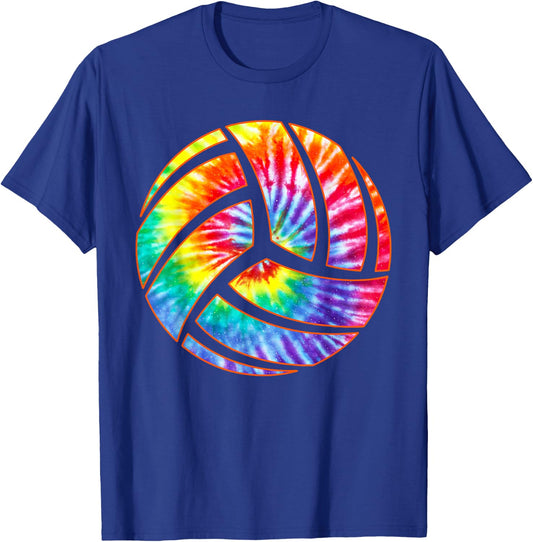 Tie Dye Colorful Volleyball Lover Player Tie Dye Volleyball T-Shirt - T-Shirt | Royal