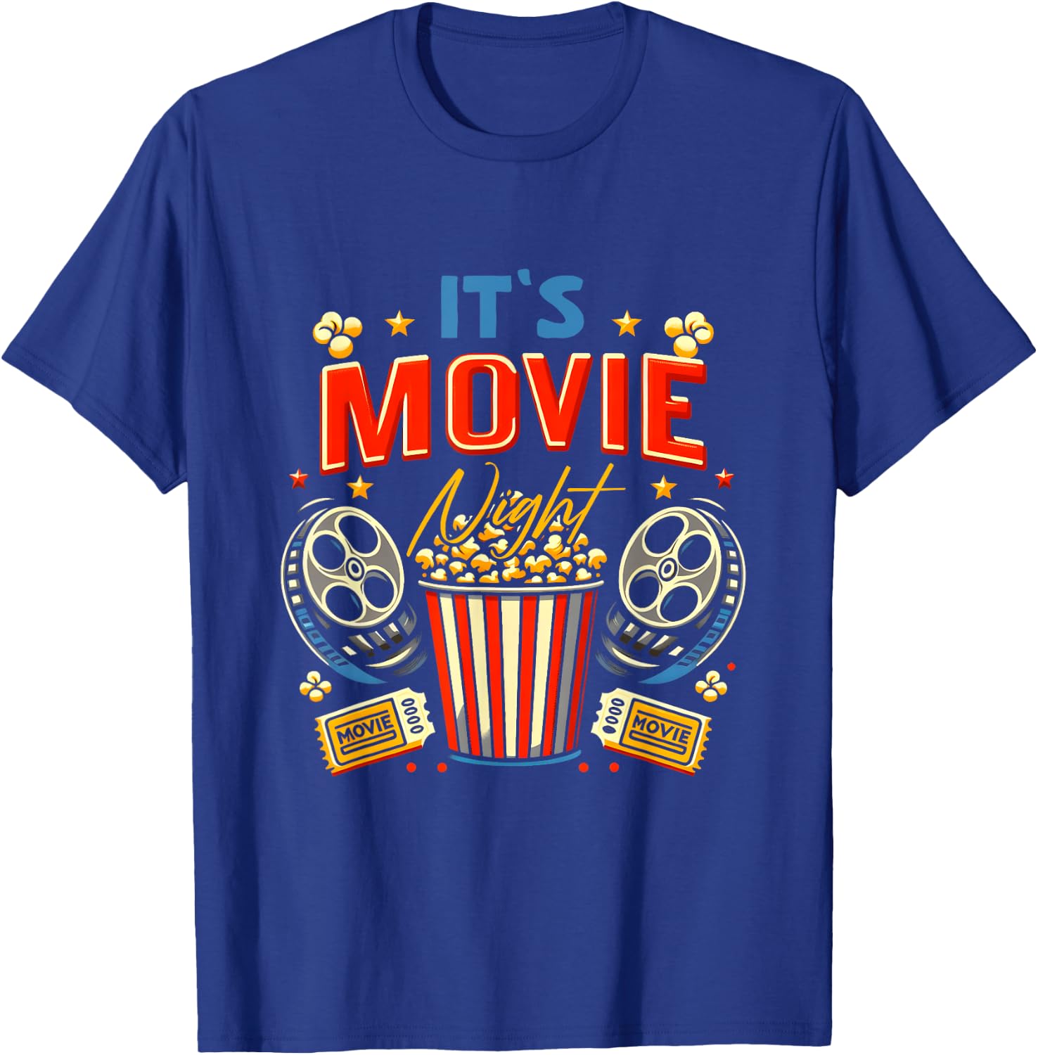 Family It Movie Night For Movie Lover Popcorn Cinema T-Shirt - T-Shirt | Royal