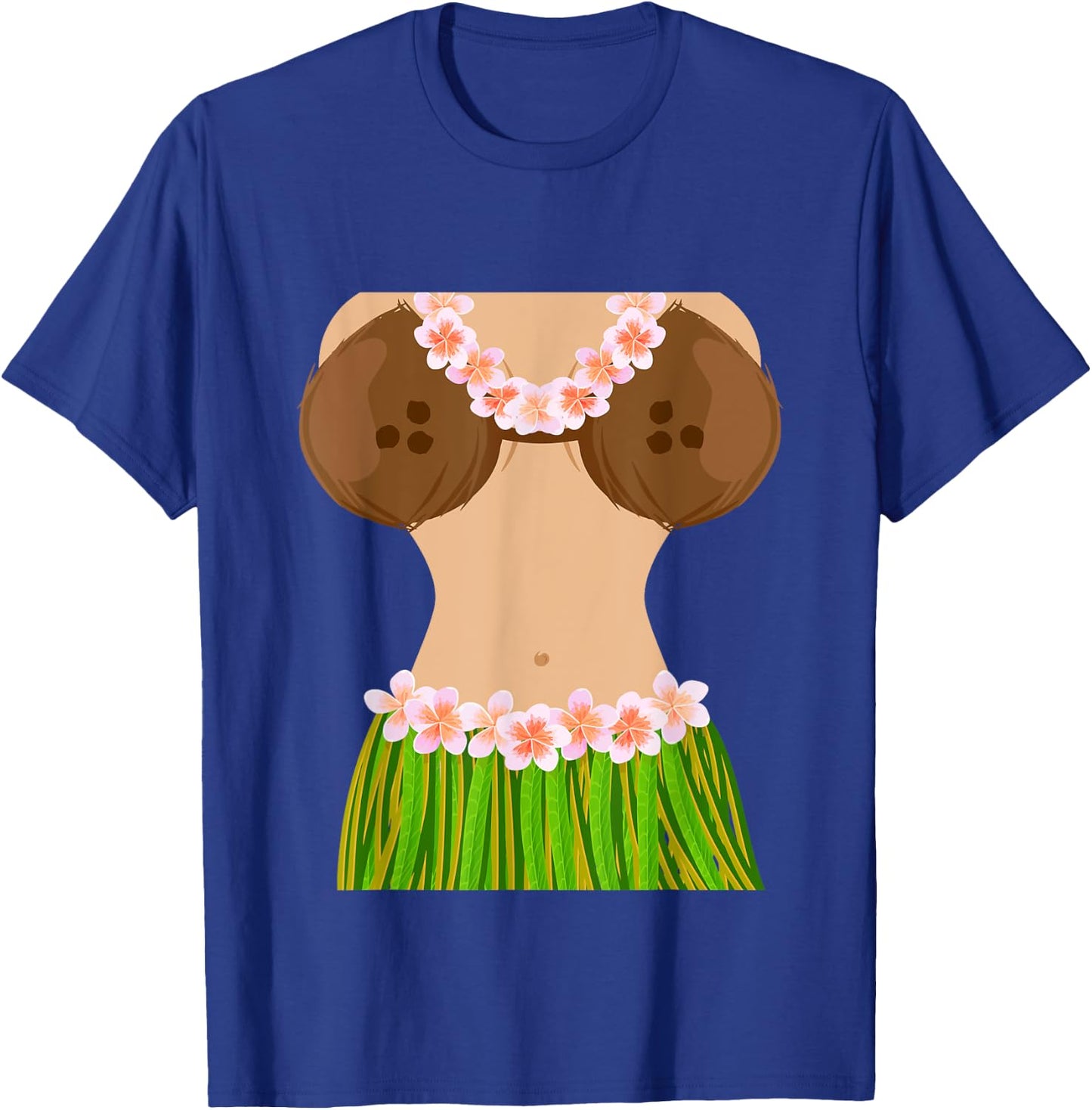 Hawaiian Coconut Shell Bra Funny Halloween Party T-Shirt - T-Shirt | Royal