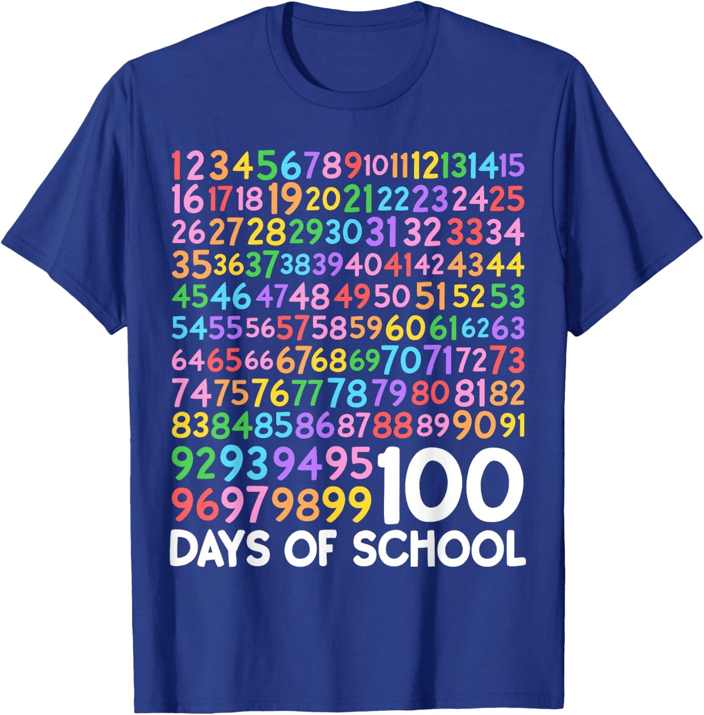 100th Day of School Teacher 100 Days of School Math Numbers T-Shirt - T-Shirt | Royal