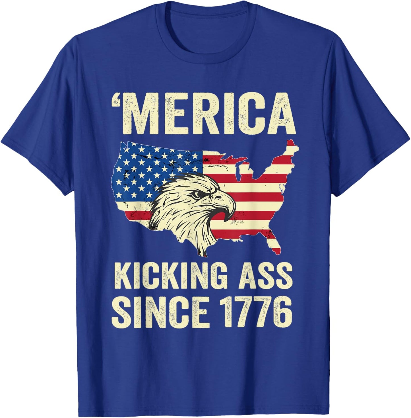 'Merica Kicking Ass Since 1776 Shirt - Vintage 4th Of July T-Shirt - T-Shirt | Royal
