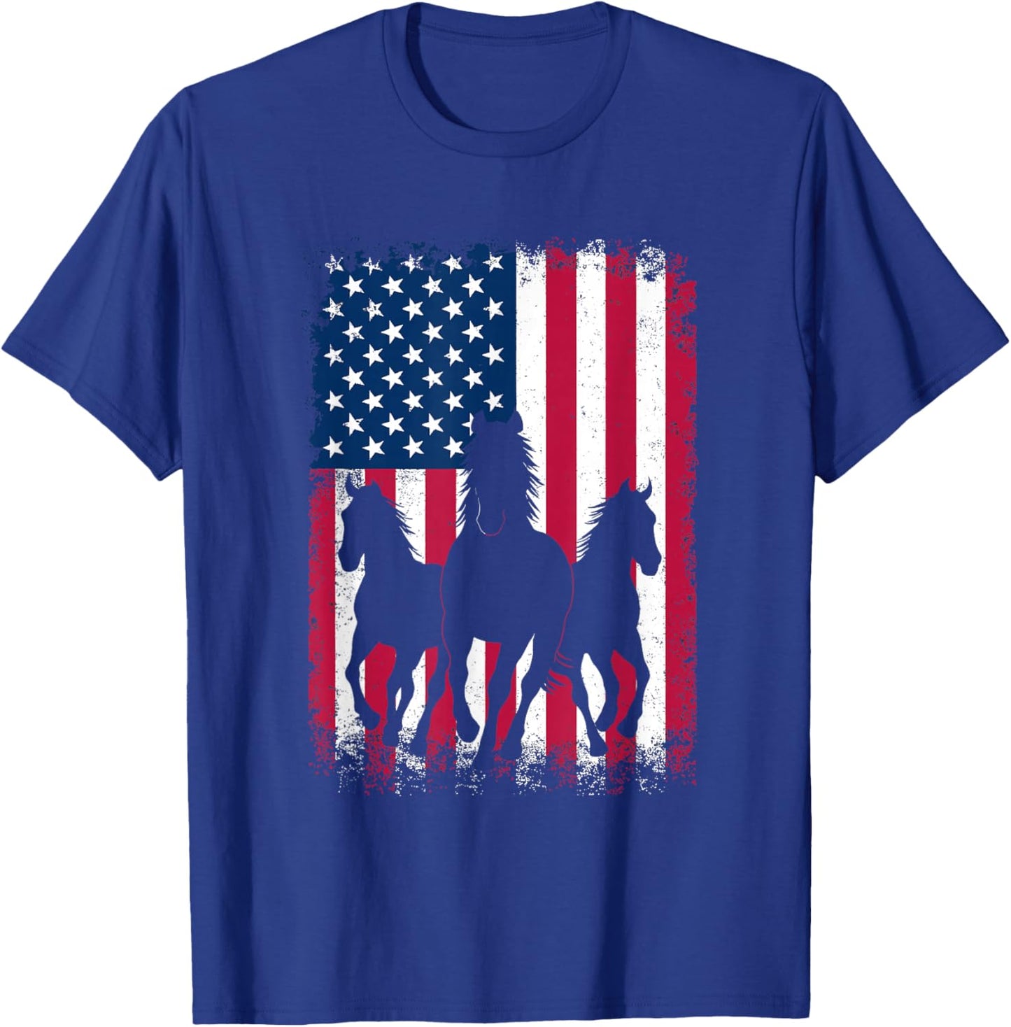 Horse American Flag 250 Years Anniversary USA Fourth of July T-Shirt - T-Shirt | Royal