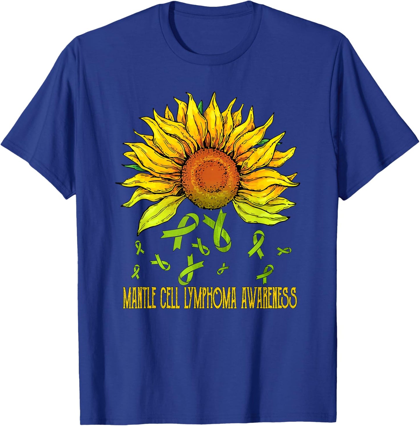 Mantle Cell Lymphoma Awareness Sunflower T-Shirt - T-Shirt | Royal