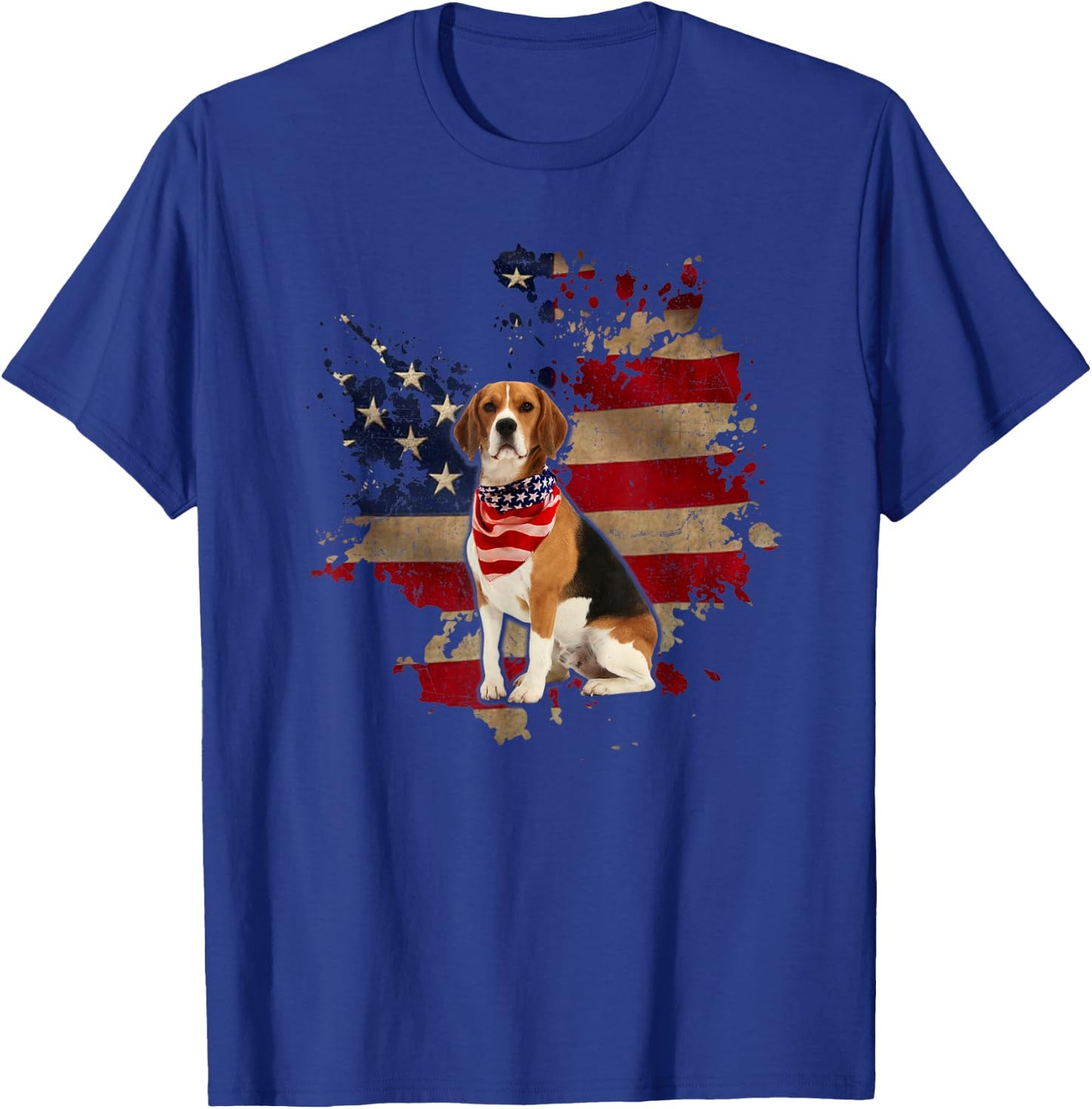 Beagle American Flag Bandana Vintage Patriotic 4th Of July T-Shirt - T-Shirt | Royal