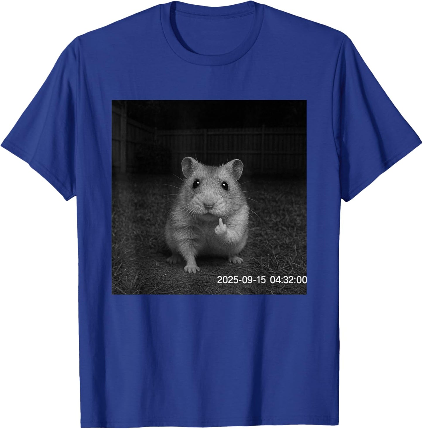 Funny Hamster Flipping Off Middle Finger On Security Camera T-Shirt - T-Shirt | Royal