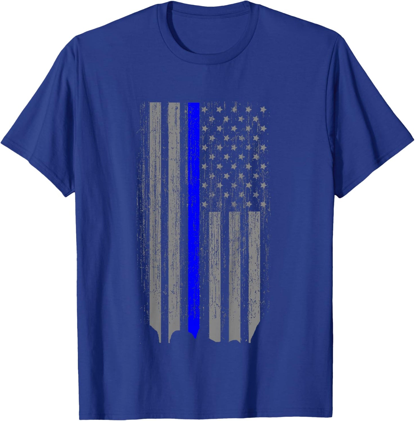 Kids Thin Blue Line Law Enforcement American Flag Shirt Youth T-Shirt - T-Shirt | Royal
