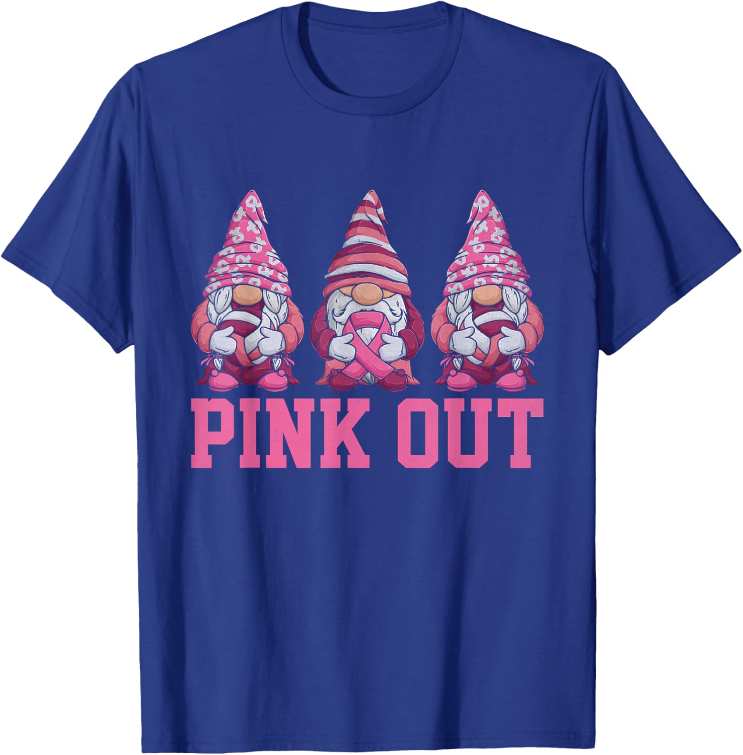 Pink Out Volleyball Pink Ribbon Breast Cancer Awareness T-Shirt - T-Shirt | Royal