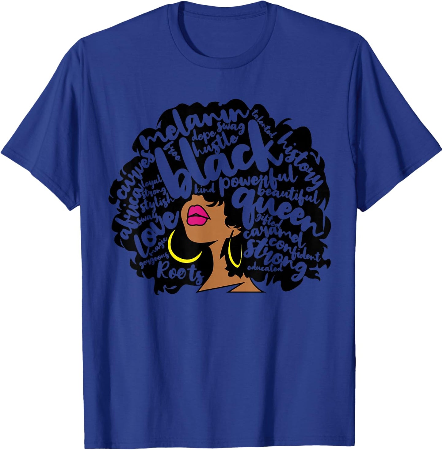 Melanin Women Black History Month October Afro Word Art T-Shirt - T-Shirt | Royal