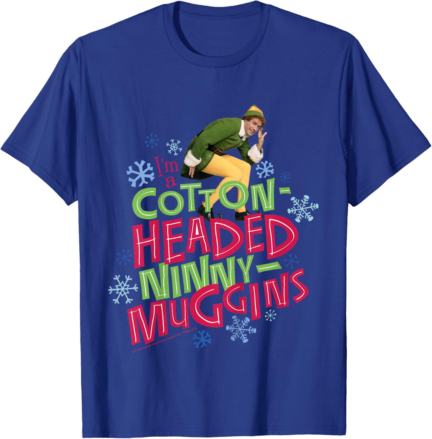 Kids Elf Buddy Cotton Headed Ninny Muggins Large Text T-Shirt - T-Shirt | Royal