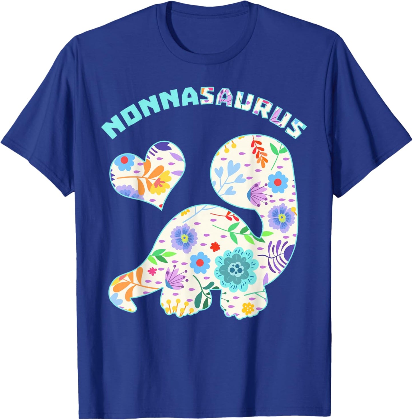 Nonnasaurus Dinosaur Family Relationship Dino Floral T-Shirt - T-Shirt | Royal