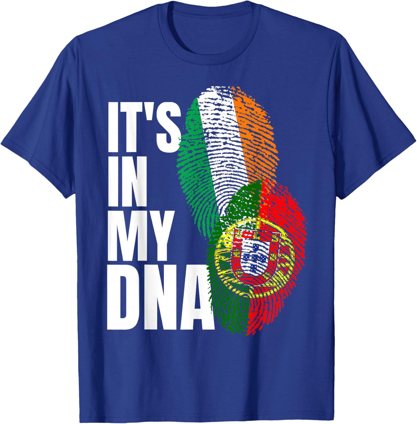 Portuguese And Irish DNA Mix Flag Heritage T-Shirt - T-Shirt | Royal