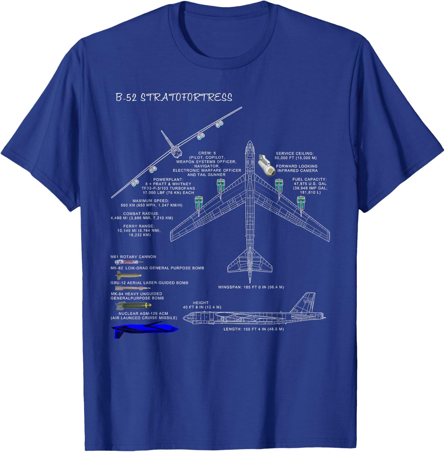 Military Surplus+ B-52 Bomber - Black, Small, Classic Fit, Crew Collar, Short Sleeve, -Adults T-Shirt - T-Shirt | Royal