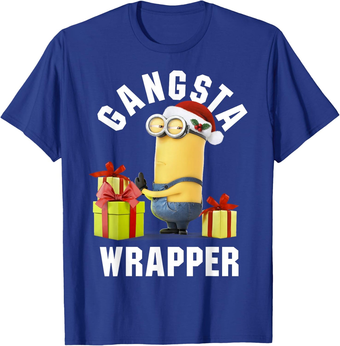 Despicable Me Minion Gansta Wrapper Christmas T-Shirt - T-Shirt | Royal