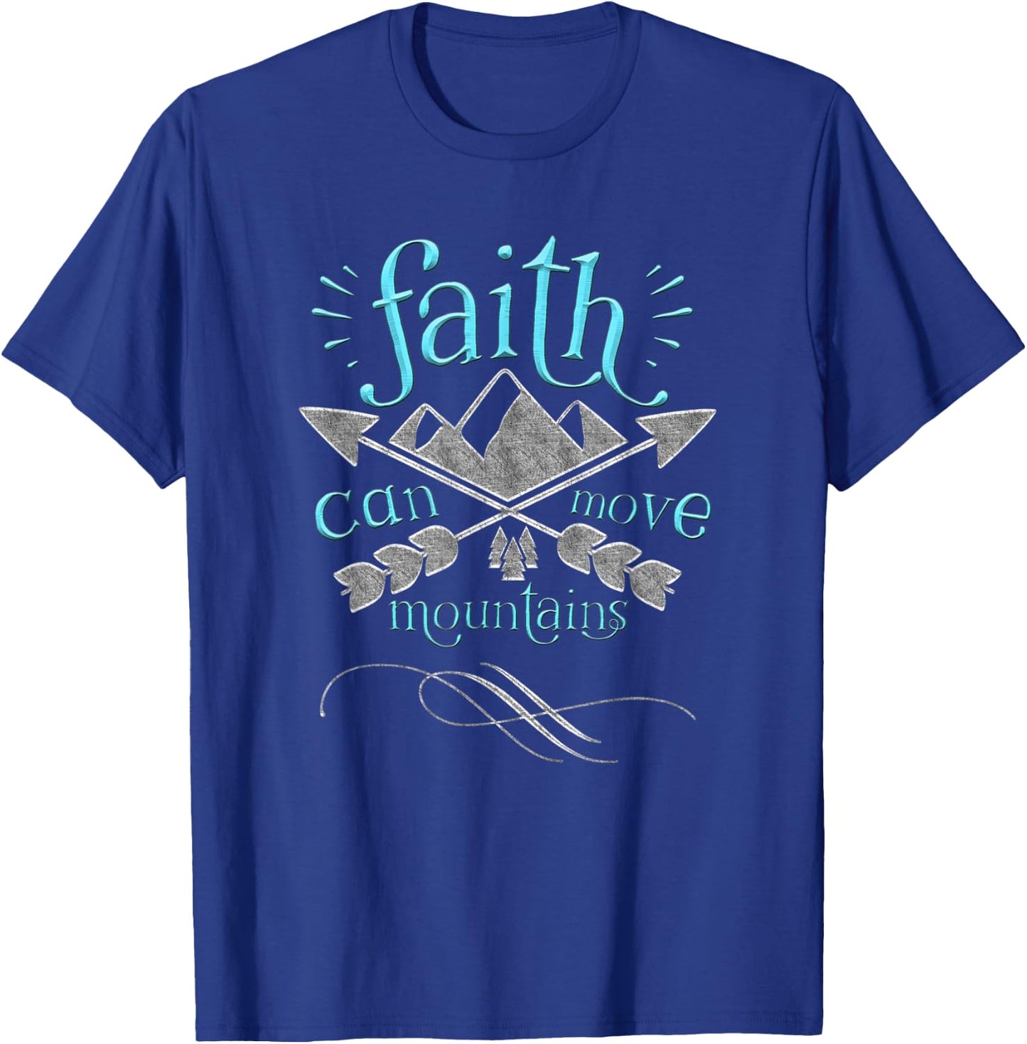 Christian Shirt Faith Move Mountains Inspirational T-Shirt - T-Shirt | Royal