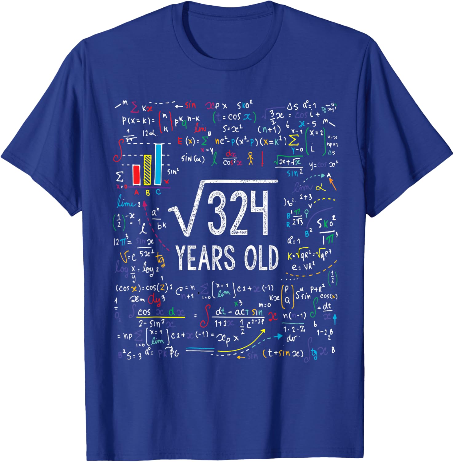 Square Root of 324 18th Birthday 18 Year Old Gifts Math Bday T-Shirt - T-Shirt | Royal