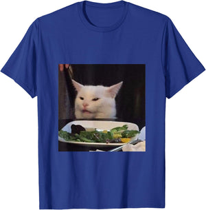 Dinner Table Cat Meme Funny Internet Yelling Confused Gift T-Shirt - T-Shirt | Royal