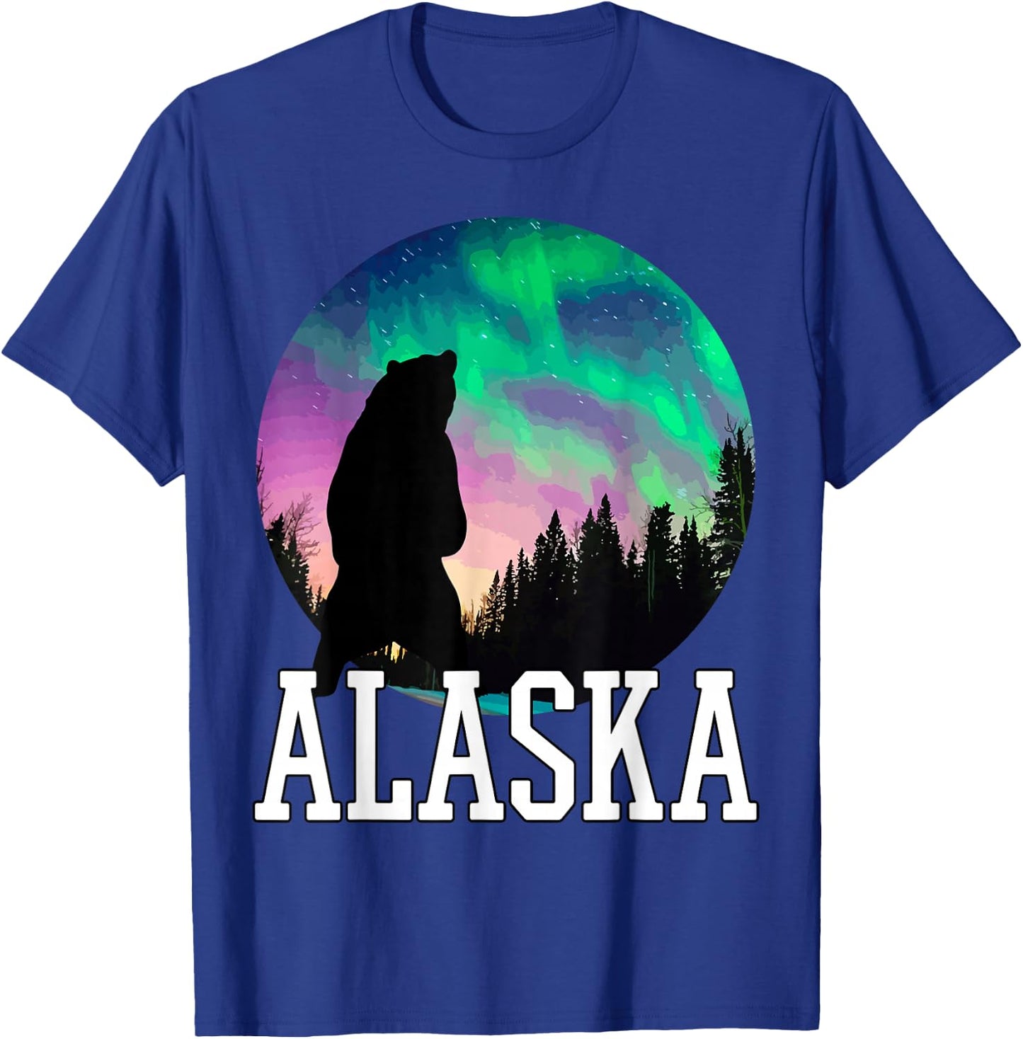 Alaska Nothern Lights Holiday View T-Shirt - T-Shirt | Royal
