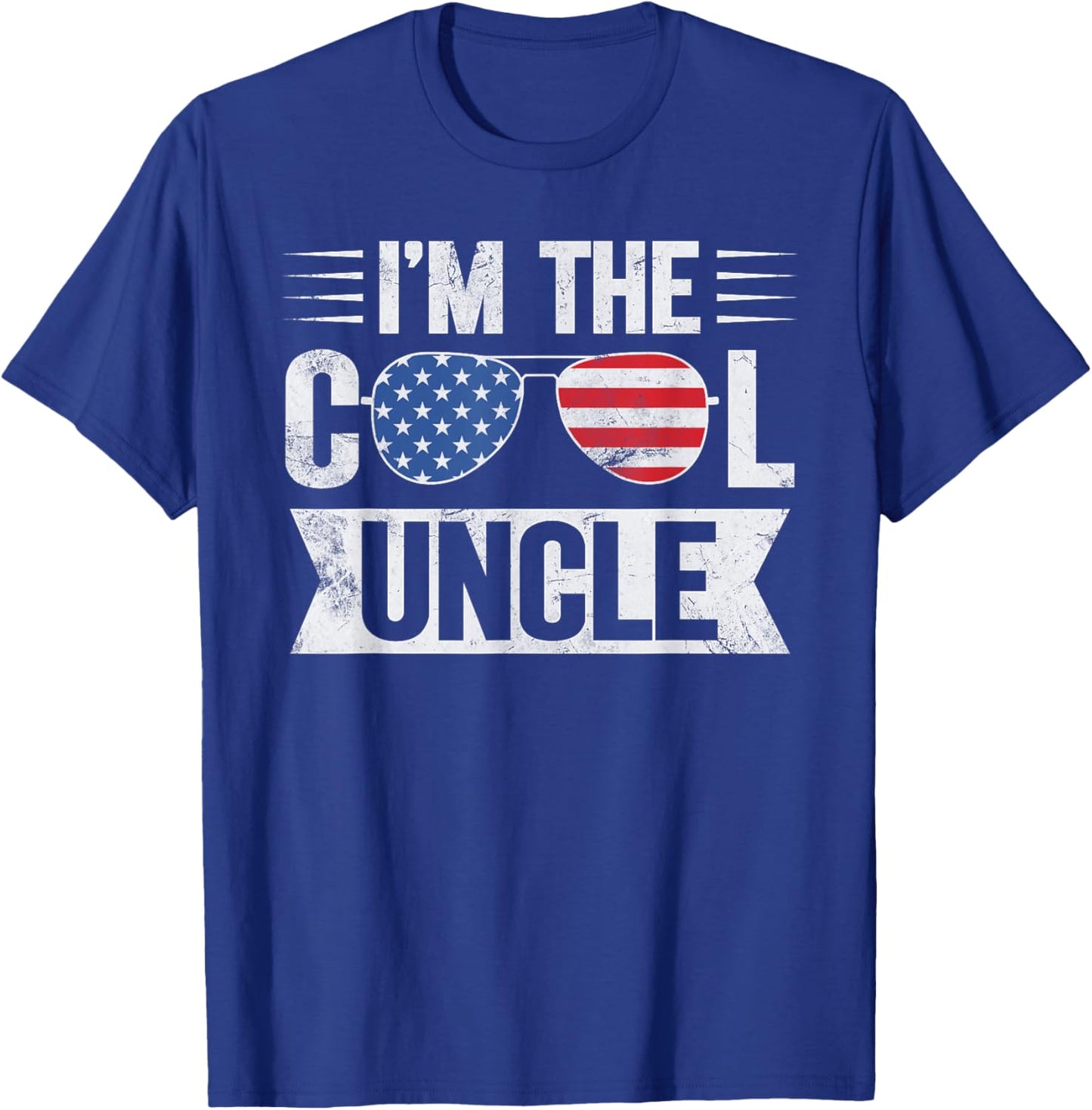 Cool Uncle American Flag Sunglasses Funny Uncle 4th of July T-Shirt - T-Shirt | Royal