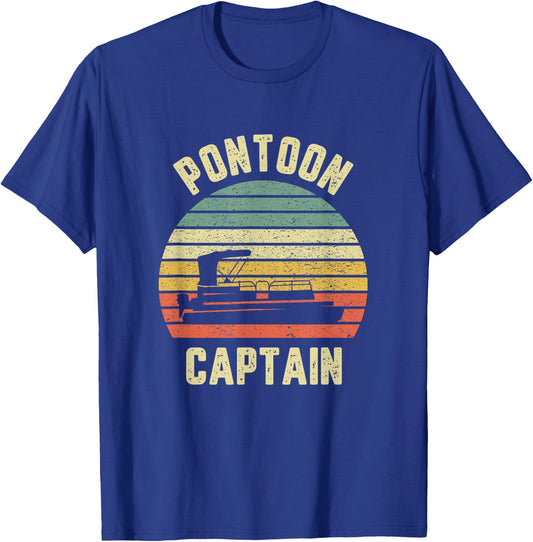 Vintage Pontoon Captain Shirt Funny Pontoon Boat T-Shirt - T-Shirt | Royal