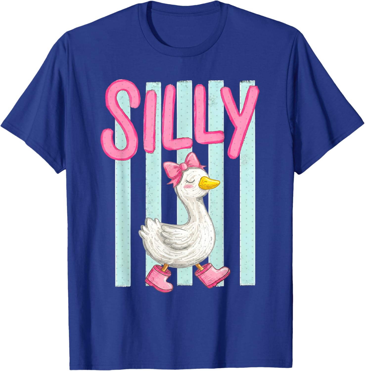 Silly Goose Stripes Watercolor T-Shirt - T-Shirt | Royal