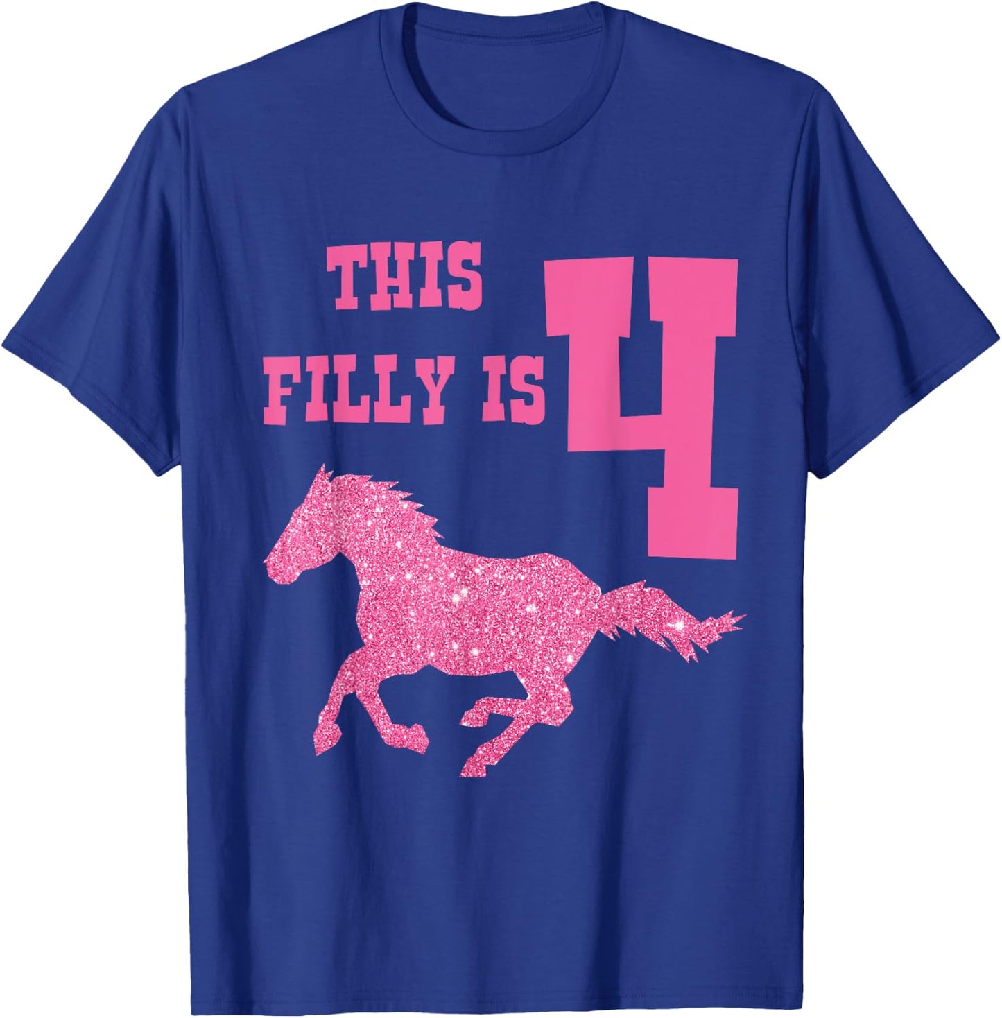 Kids 4th Birthday Horse - Party for 4 Year Old Girls T-Shirt - T-Shirt | Royal