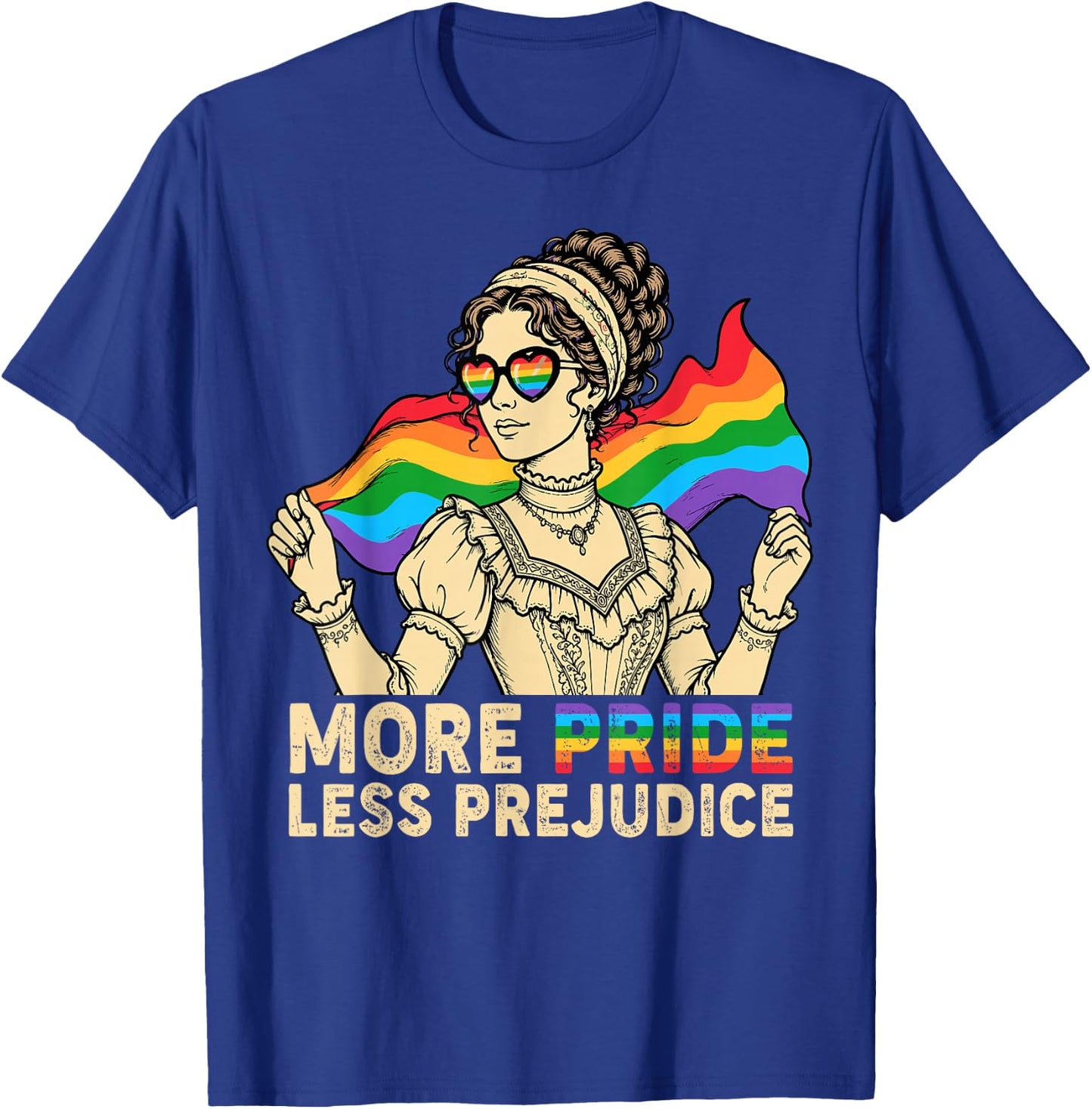 More Pride Less Prejudice Rainbow Gay LGBTQ Ally Pride Month T-Shirt - T-Shirt | Royal