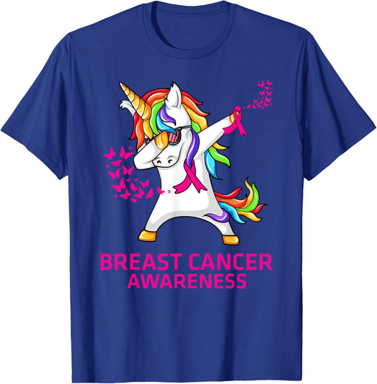 Inspirational Breast Cancer Awareness Unicorn T-Shirt - T-Shirt | Royal