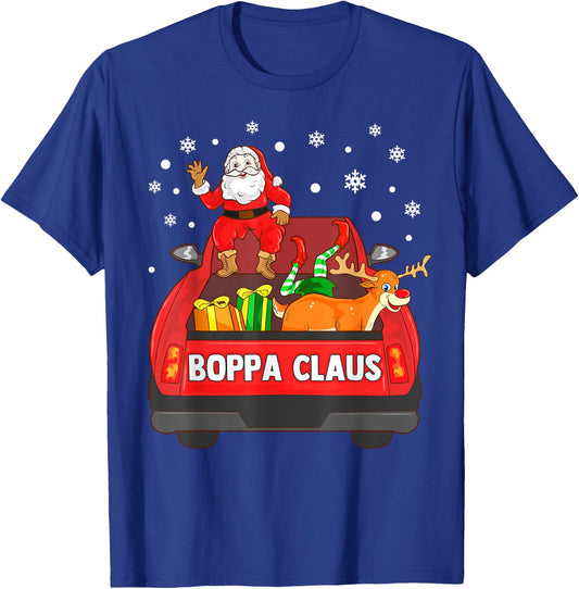 Boppa Claus Shirt Red Truck Santa Reindeer Elf Christmas T-Shirt - T-Shirt | Royal