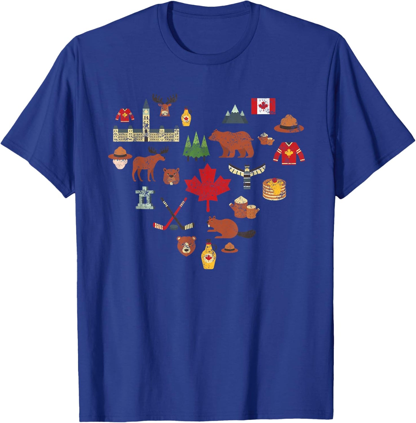 Canadian Vintage Symbols Canada Flag Maple Leaf RCMP T-Shirt - T-Shirt | Royal