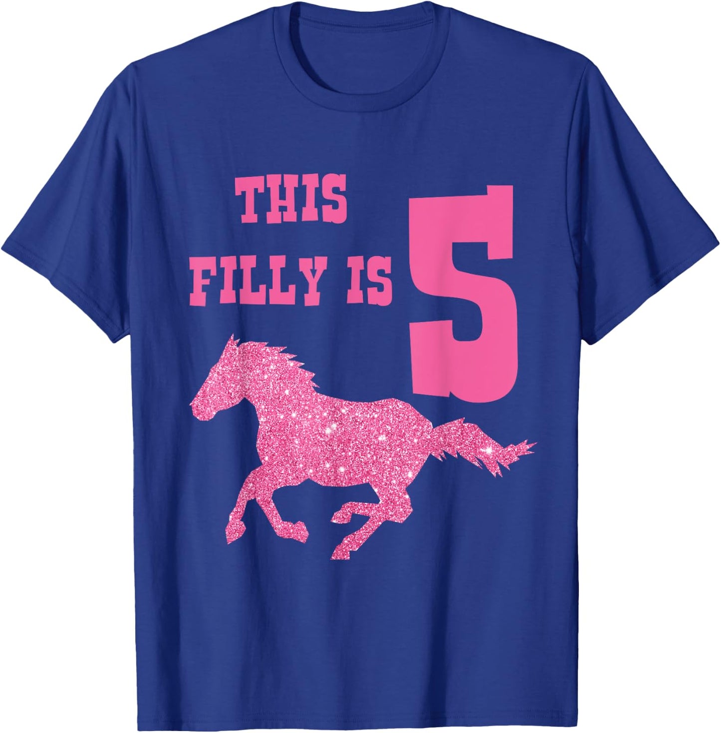 Kids 5th Birthday Horse - Party for 5 Year Old Girls T-Shirt - T-Shirt | Royal